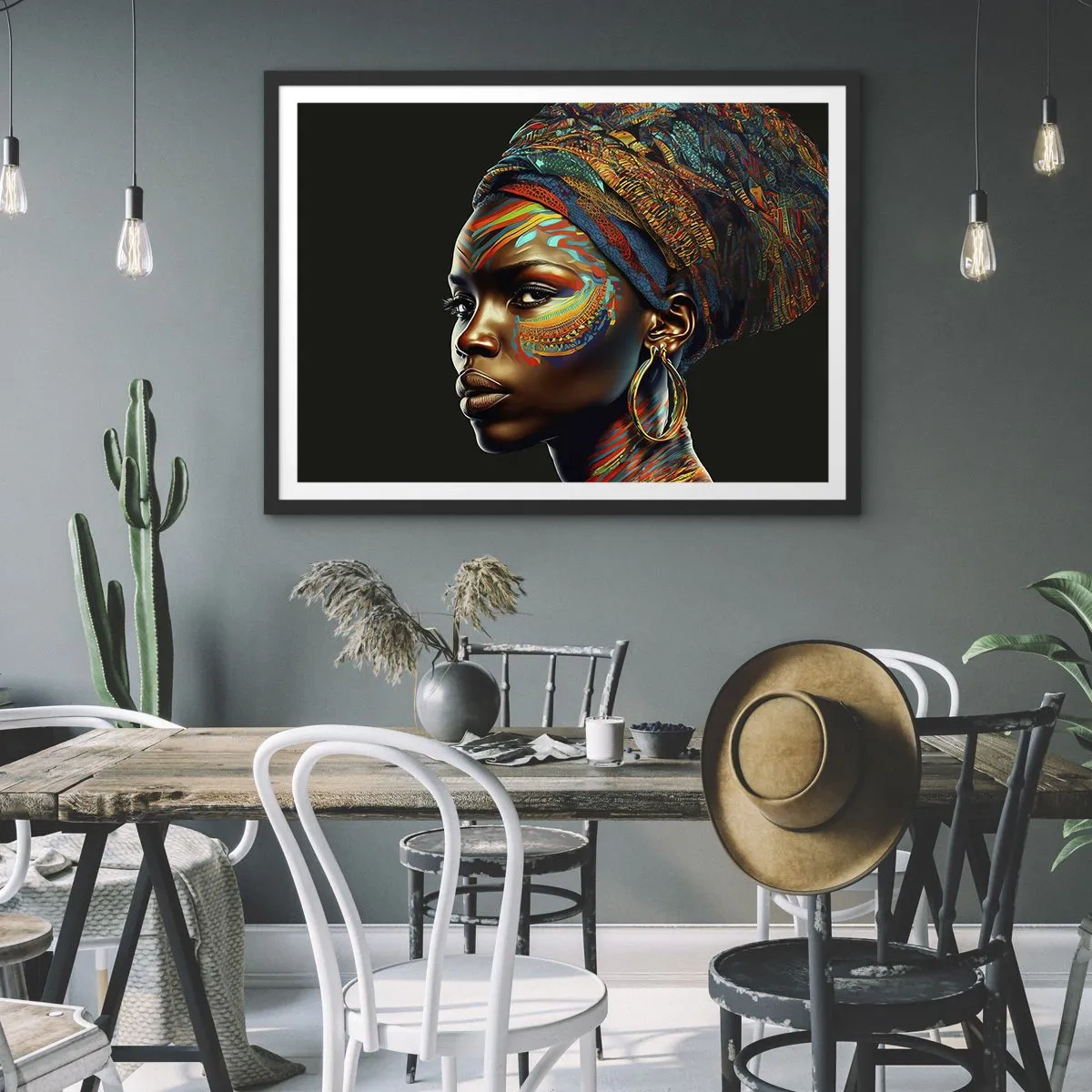 Plakát v černém rámu - Africká královna - 70x50 cm