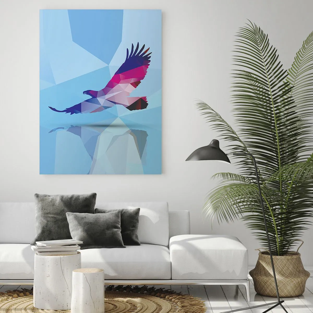 Obraz na skle - Orel v liliovém křišťálu - 70x100 cm