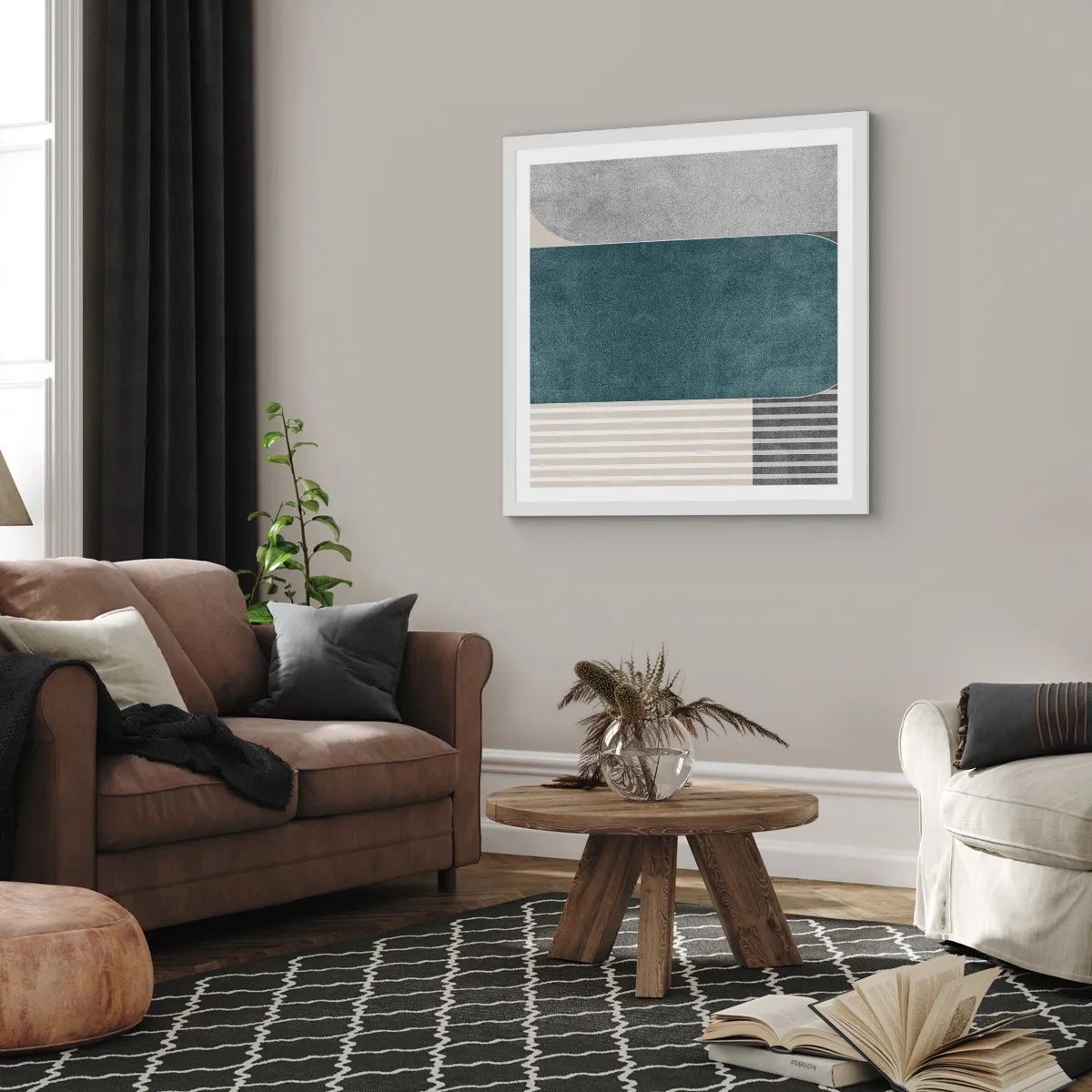 Plakát v bílém rámu - Kompozice na úrovni - 60x60 cm