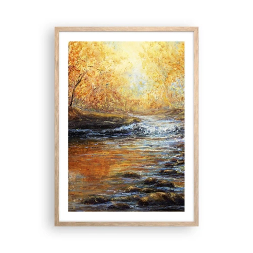 Plakát v rámu světlý dub - Zlatý potok - 50x70 cm