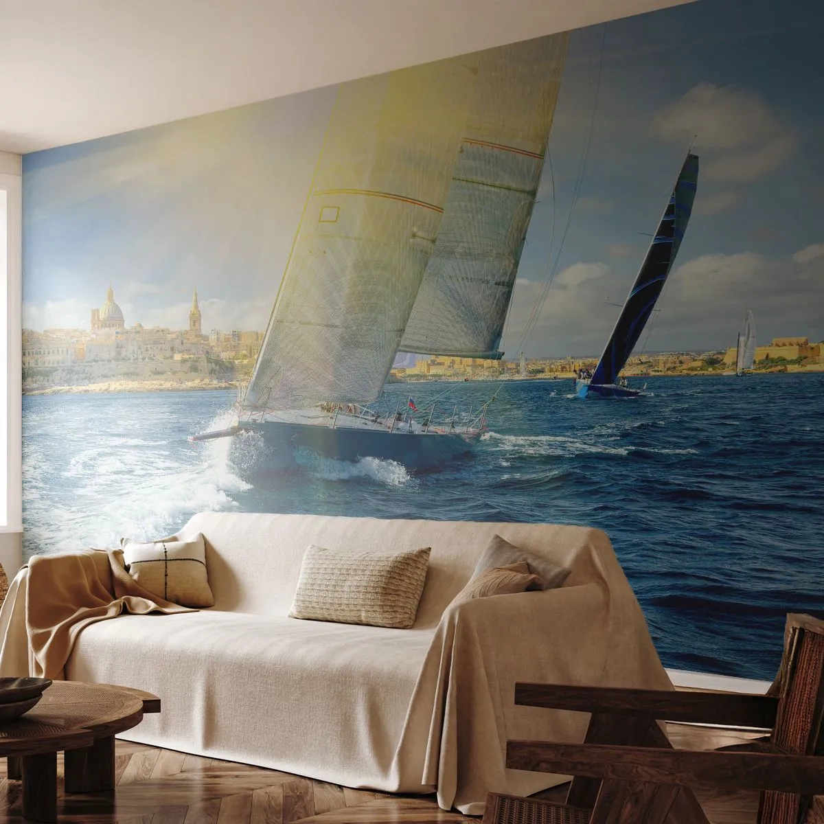 Fototapeta Samolepicí Deluxe Sticker - Čas odjet z města - Město, Moře, Jachta - 250x175 cm