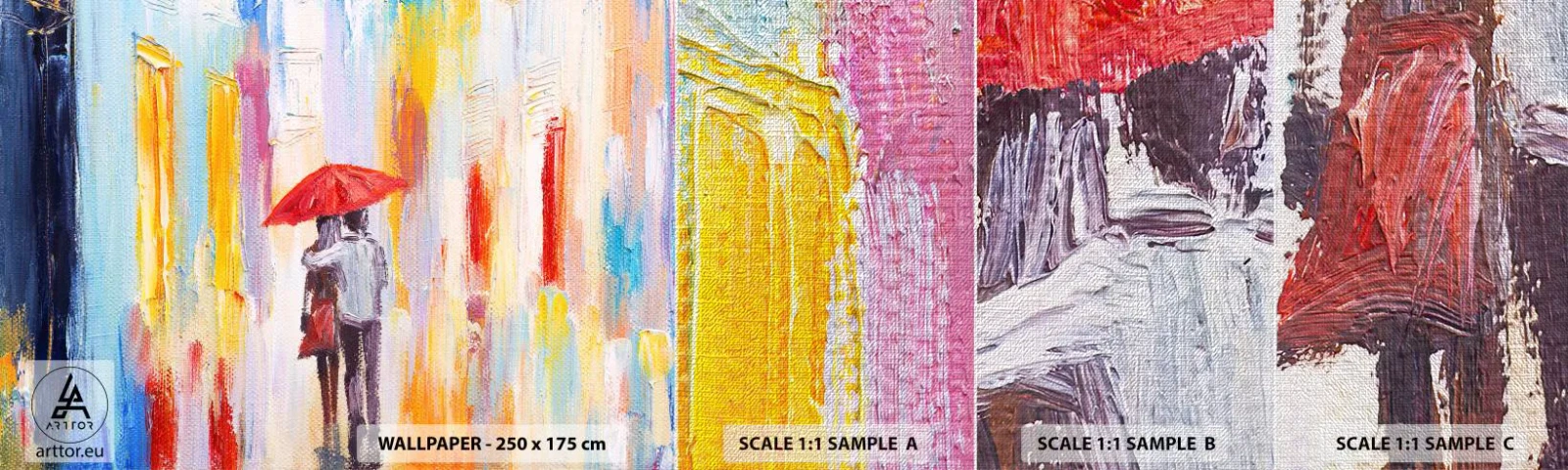 Vzor Fototapety Premium Canvas - Ať prší dál - Pár milenců, Lidé, Abstrakce - 100x30 cm