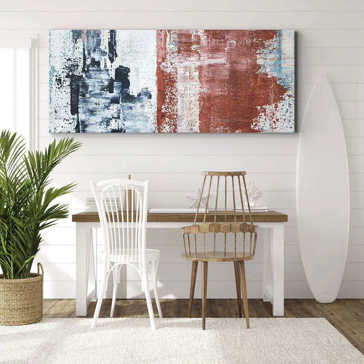 Obraz na plátně - Abstraktní půl na půl - 160x50 cm