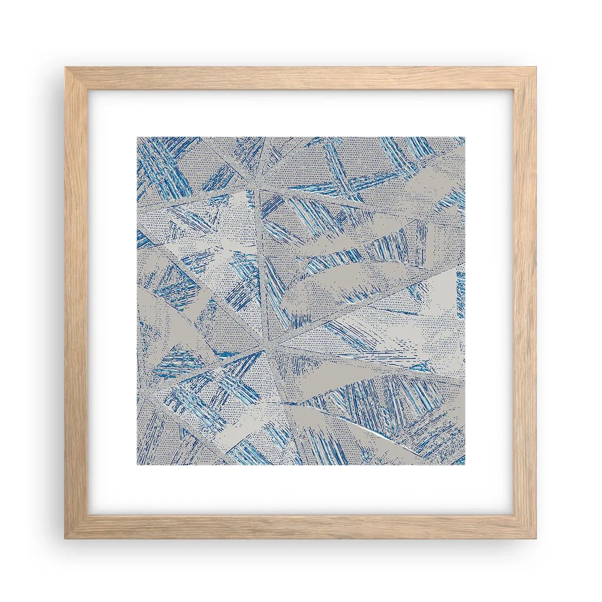 Plakát v rámu světlý dub - V šedomodrém labyrintu - 30x30 cm