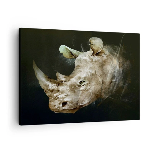 Obraz na plátně - Portrét nosorožce v umělecké podobě - 70x50cm - Skutečně mužná síla - Moderní nástěnná dekorace do obývacího pokoje a ložnice ARTTOR