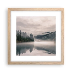 Plakát v rámu světlý dub - V zamyšlení, v mlze - 30x30 cm