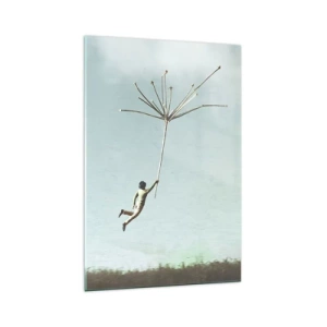 Obraz na skle - Letající pampeliška - 70x100 cm