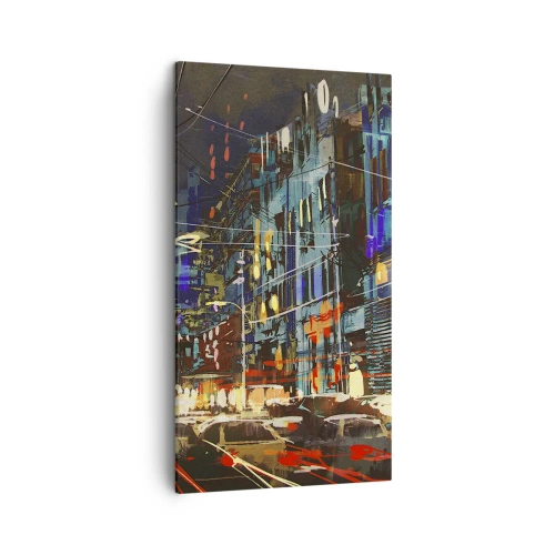 Obraz na plátně - Večerní pouliční ruch - 45x80 cm