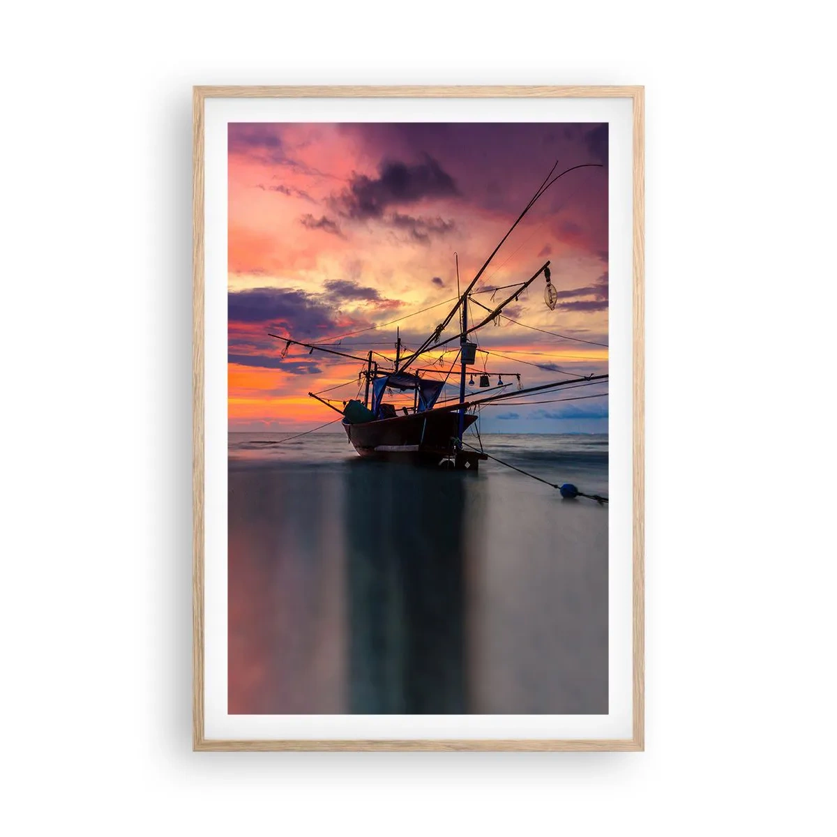 Plakát v rámu světlý dub - Exotický večer - 61x91 cm