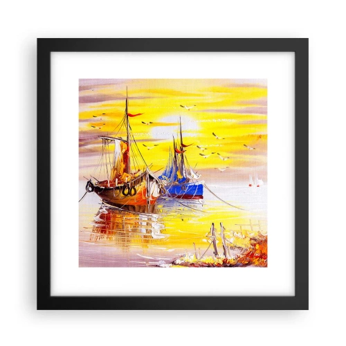 Plakát v černém rámu - Zasloužený odpočinek v přístavu - 30x30 cm