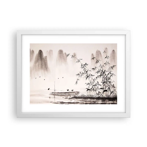 Plakát v bílém rámu - Klid rýžových polí - 40x30 cm