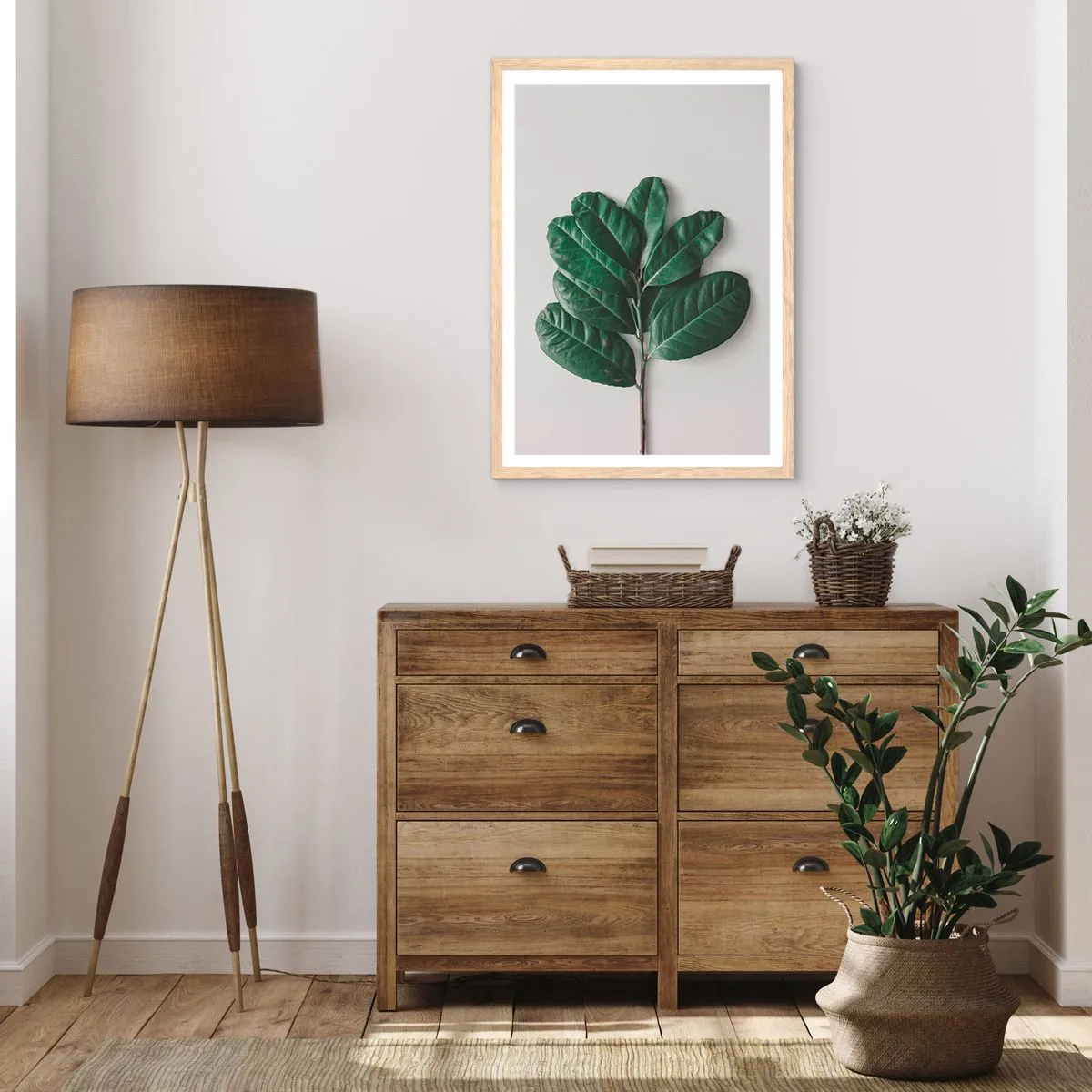 Plakát v rámu světlý dub - Kresba samotné přírody - 50x70 cm