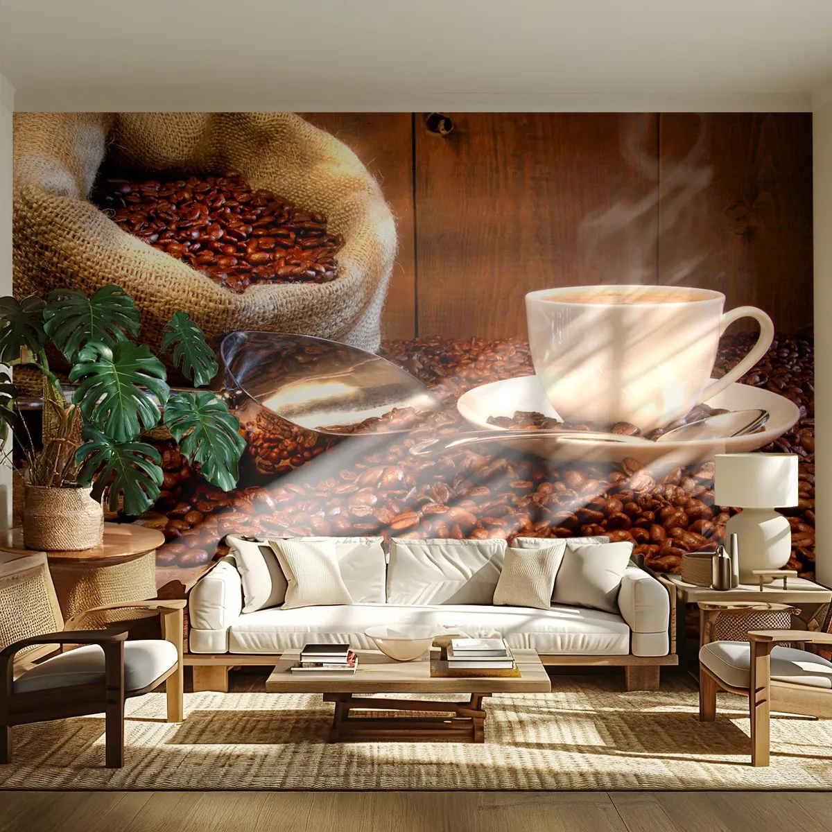Fototapeta Premium Canvas - Cítíte tu vůni? - Kávová zrna, Aroma, Gastronomie - 250x175 cm