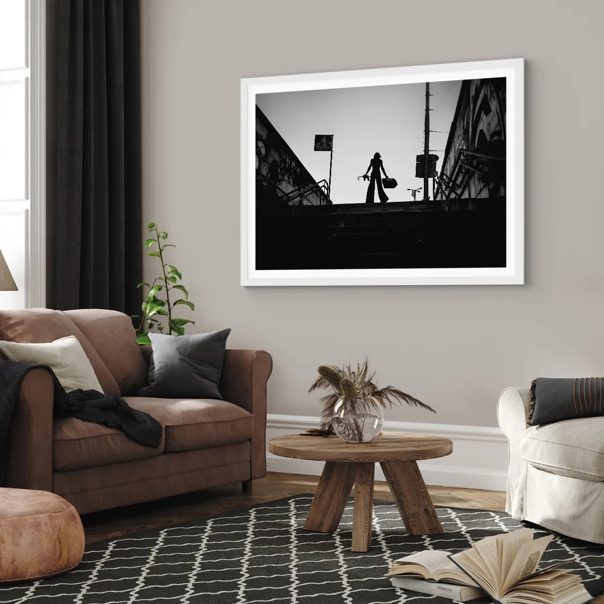 Plakát v bílém rámu - Městská cesta - 100x70 cm
