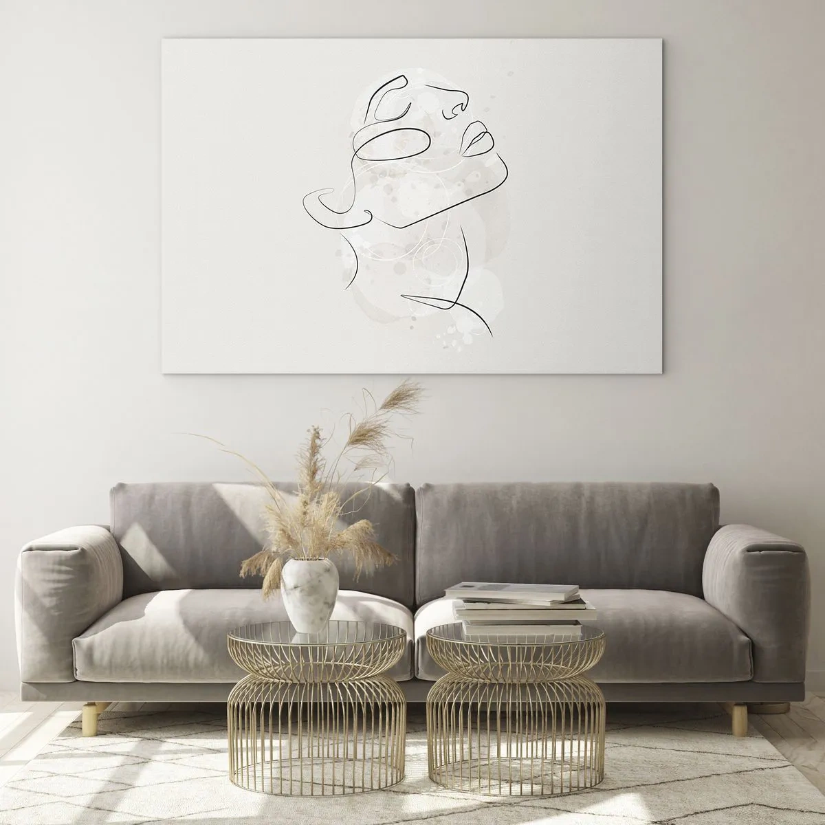 Obraz na skle - Minimalistická ženská tvář nakreslená jednou linkou. - 70x50cm - Náčrt snu - Moderní nástěnná dekorace do obývacího pokoje a ložnice ARTTOR