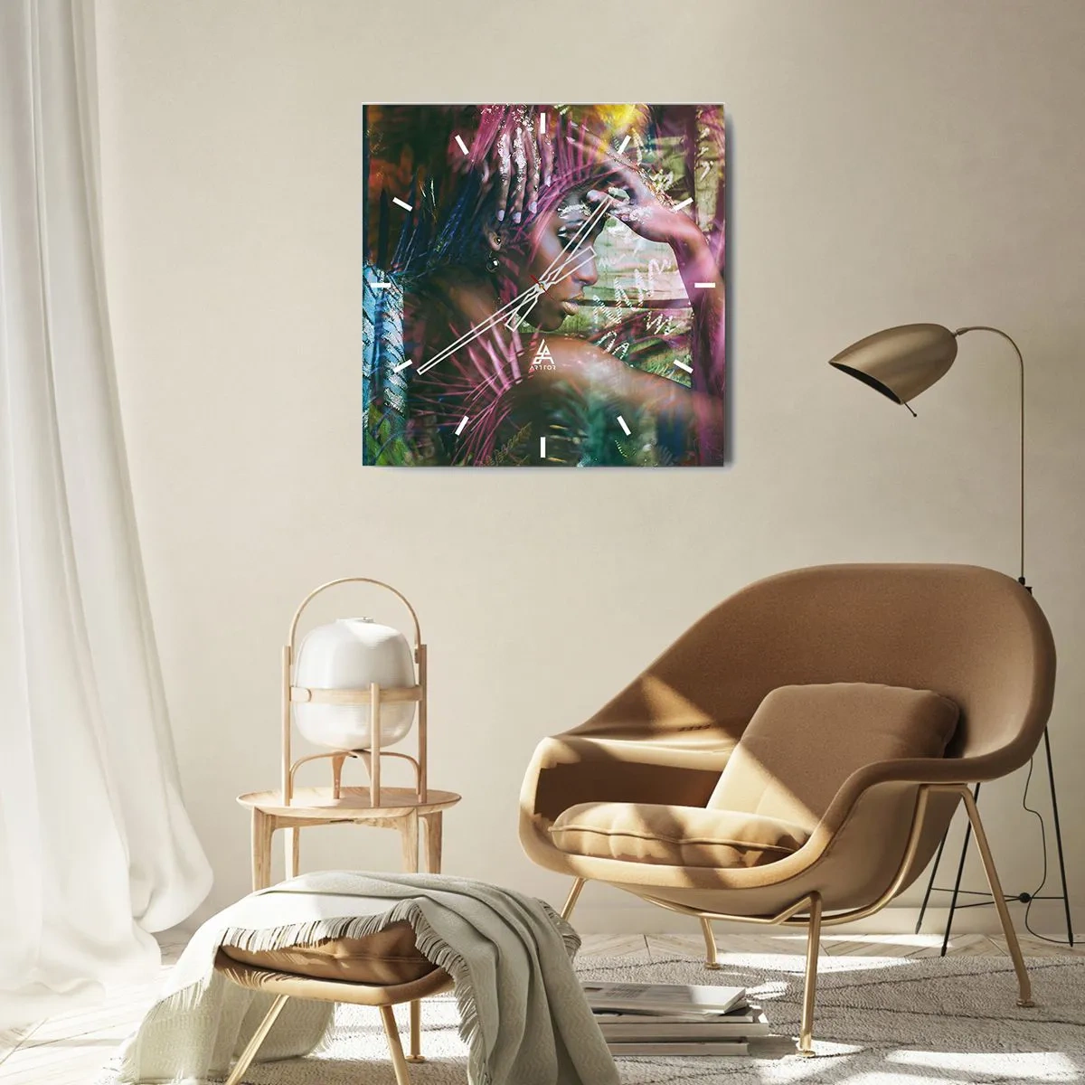 Nástěnné hodiny - Matka příroda v džungli - 40x40 cm