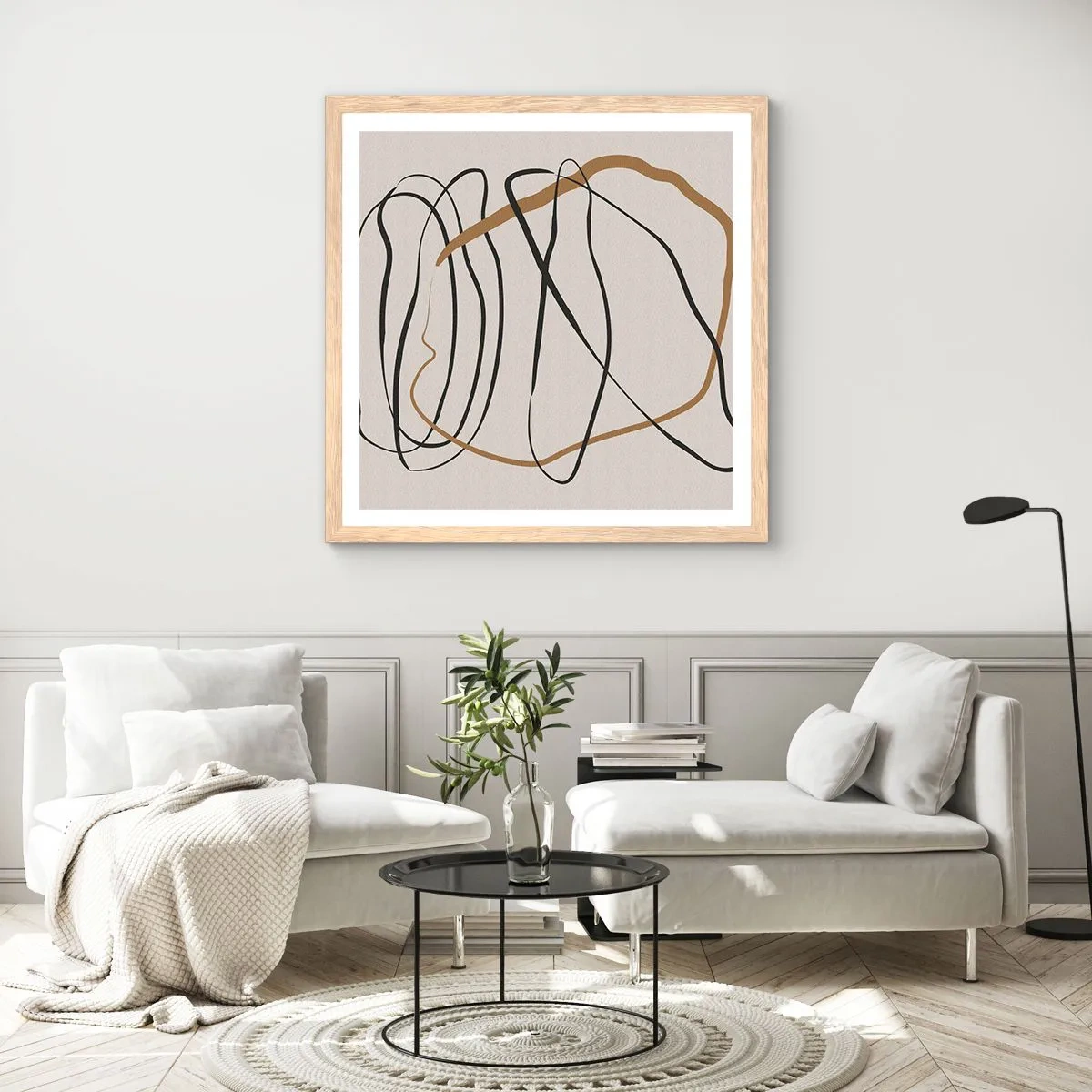 Plakát v rámu světlý dub - Kompozice – tanec ve smyčce - 40x40 cm