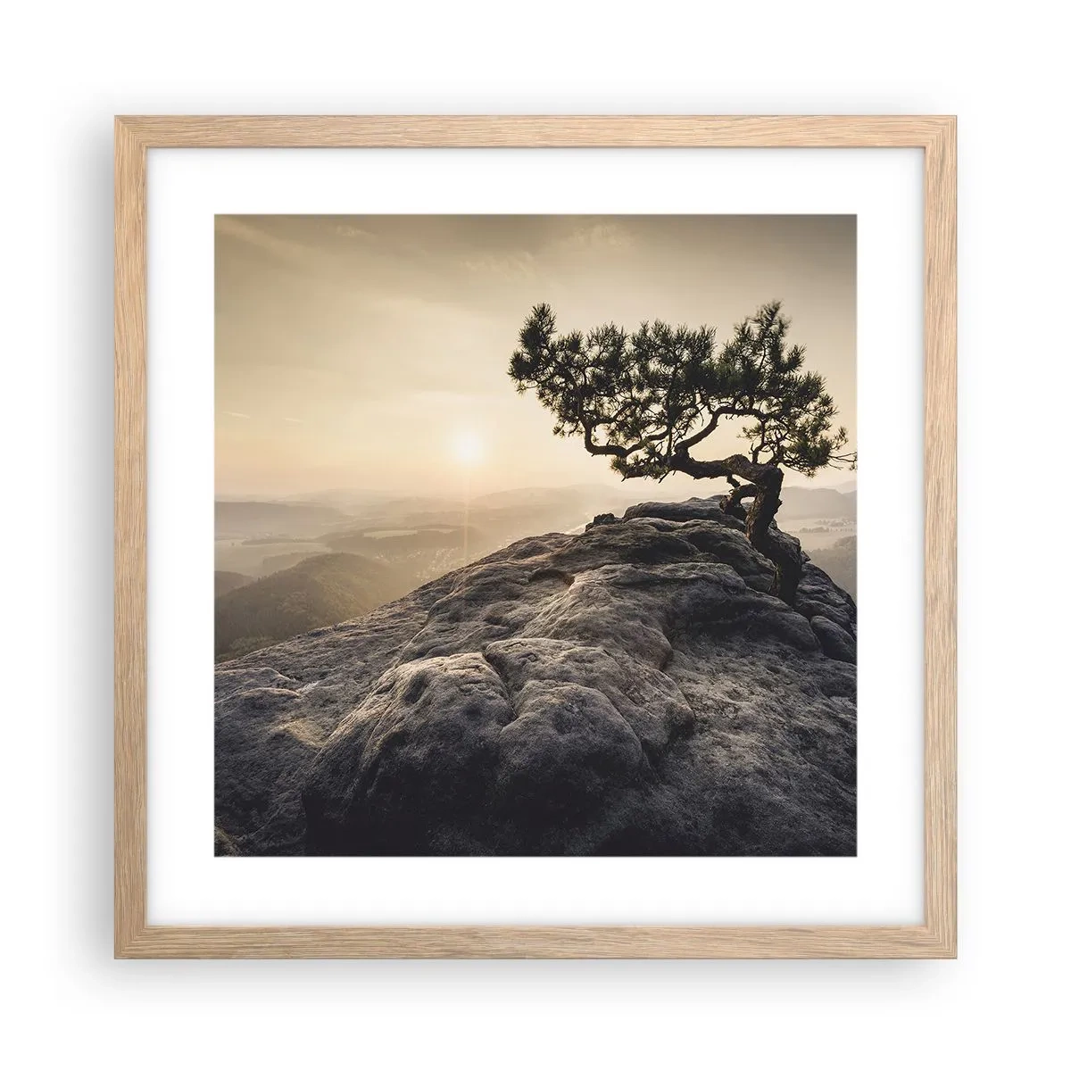 Plakát v rámu světlý dub - Život vždy vítězí - 40x40 cm