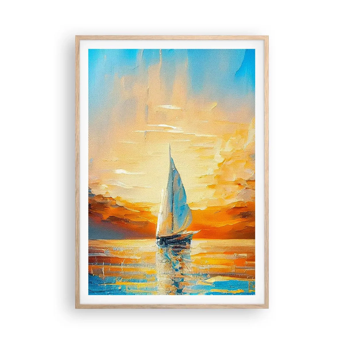 Plakát v rámu světlý dub - Plavba ve zlatě - 70x100 cm