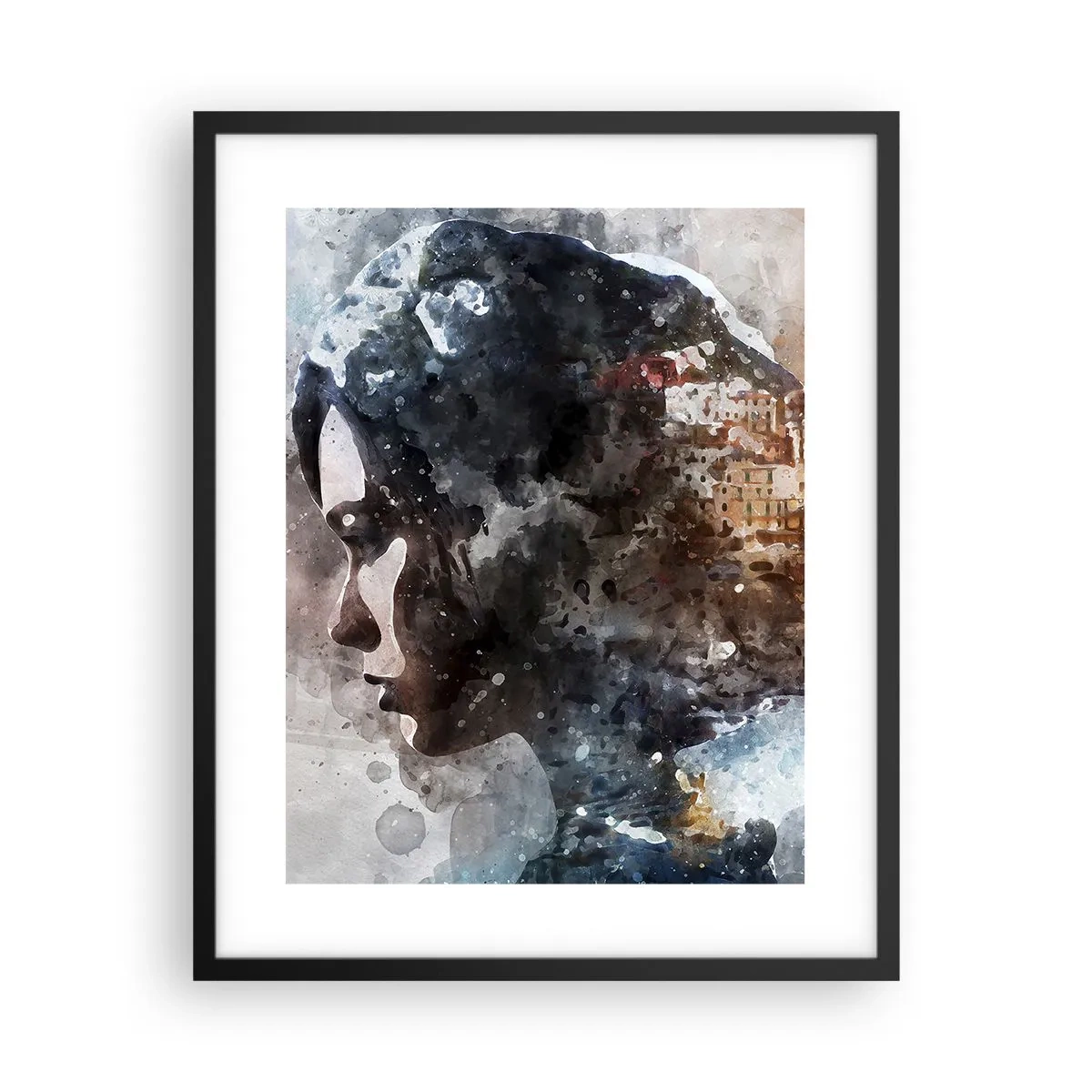 Plakát v černém rámu - Příběh o dívce s městem v pozadí - 40x50 cm