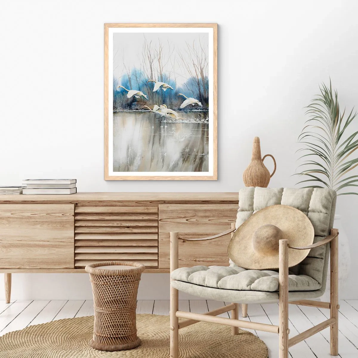 Plakát v rámu světlý dub - Jako v povídce o divokých labutích - 70x100 cm