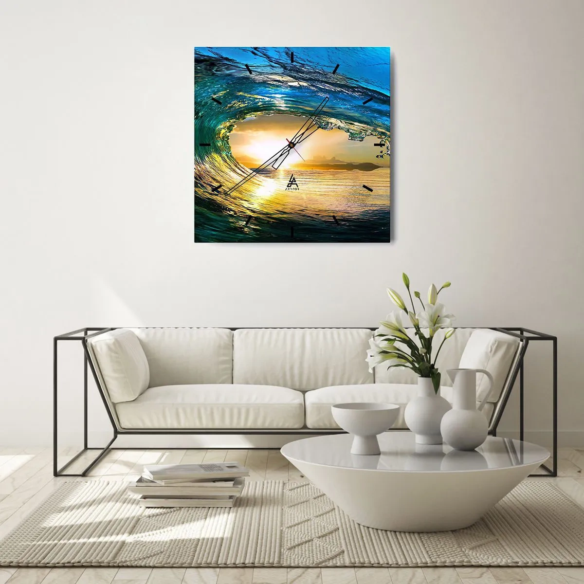 Nástěnné hodiny - Ve smaragdově-zlatém křišťálu - 30x30 cm