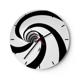 Nástěnné hodiny - Dynamická černobílá spirála - 30x30cm - Podlehnout viru? - Moderní nástěnná dekorace do obývacího pokoje, kuchyně a ložnice ARTTOR