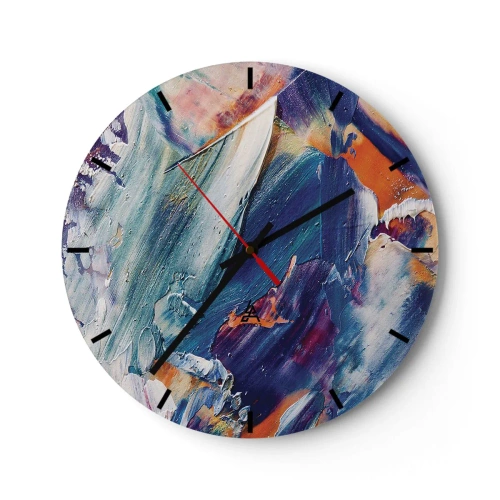 Nástěnné hodiny - Expresivní tahy barvy v sytých barvách - 30x30cm - Chaos barev - Moderní nástěnná dekorace do obývacího pokoje, kuchyně a ložnice ARTTOR