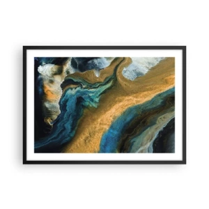 Plakát v černém rámu - Modrá – žlutá – vzájemné vlivy - 70x50 cm
