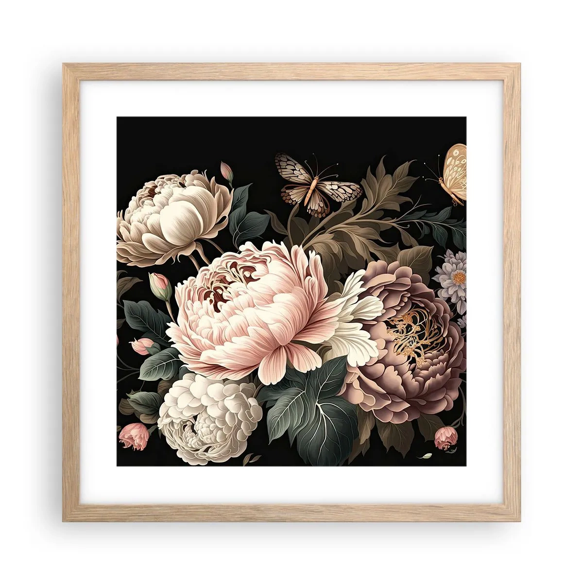 Plakát v rámu světlý dub - V barokním stylu - 40x40 cm