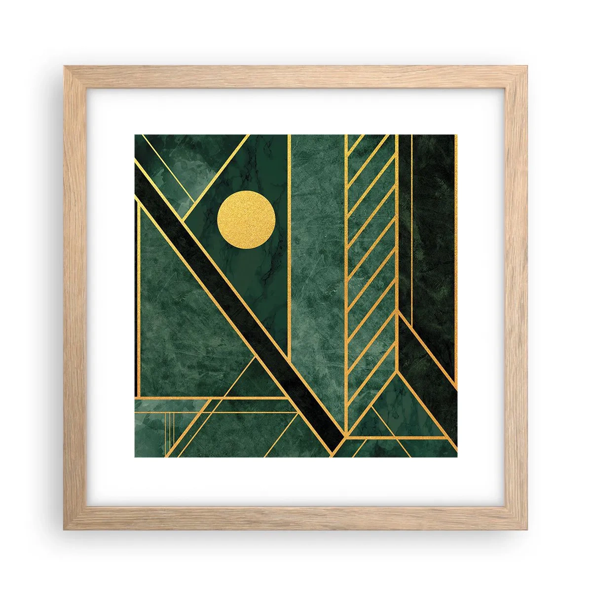 Plakát v rámu světlý dub - Dynamika zlata a lazuritu - 30x30 cm