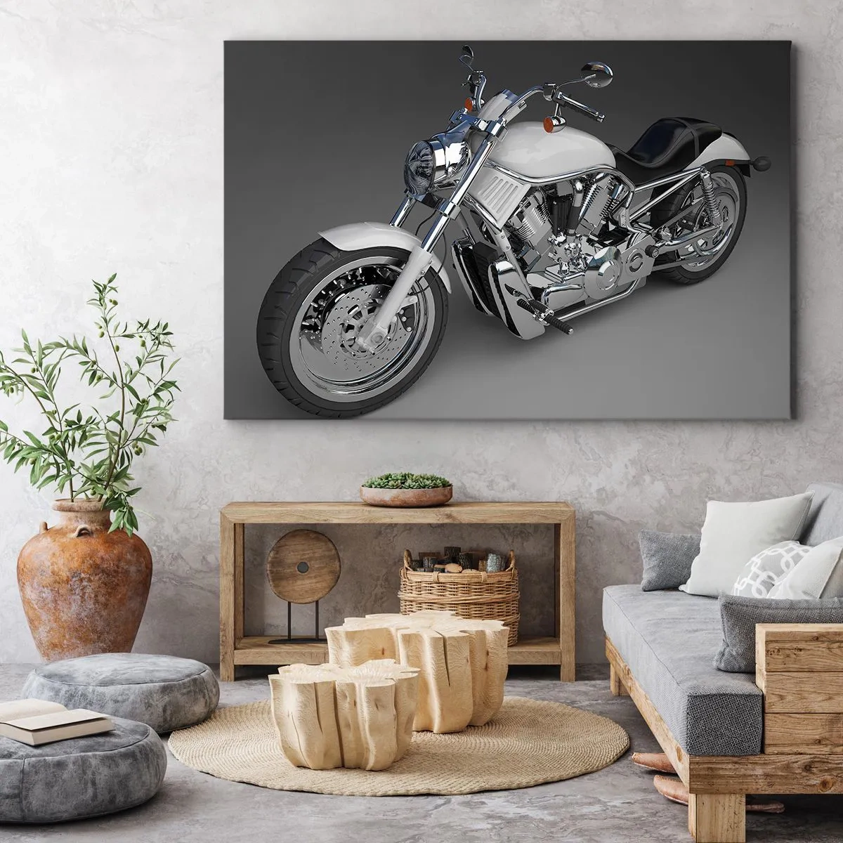 Obraz na plátně - Bílý křižník na šedém pozadí - 70x50cm - Až si chcete kleknout - Moderní nástěnná dekorace do obývacího pokoje a ložnice ARTTOR