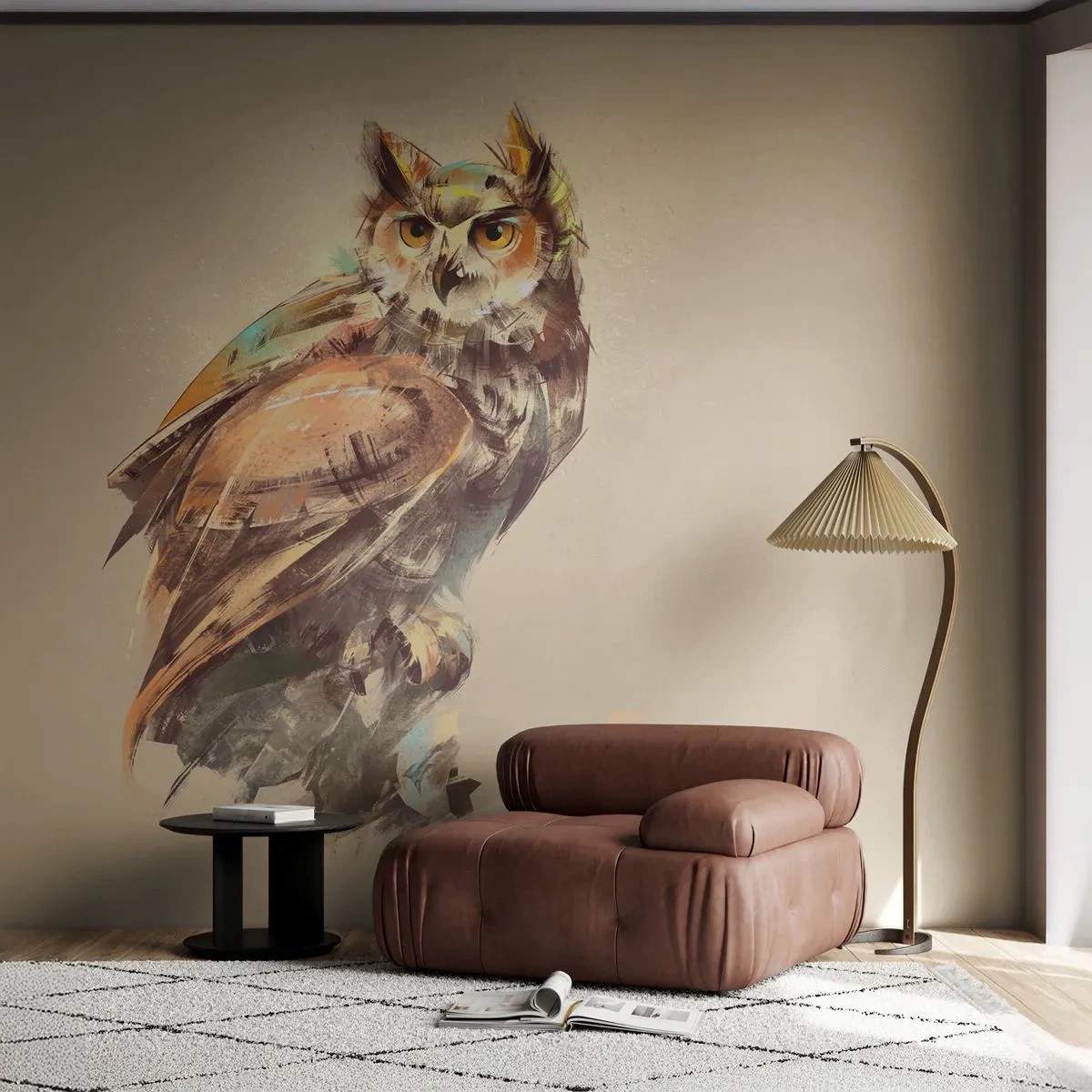 Fototapeta Samolepicí Deluxe Sticker - Nejchytřejší sova - potvrdí doubrava - Sova, Pták, Abstrakce - 250x175 cm