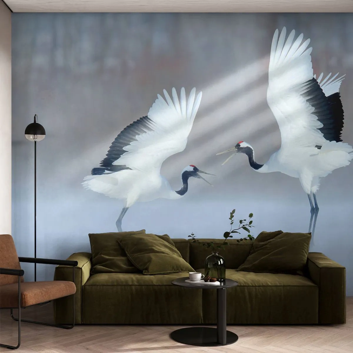 Fototapeta Standard Eco - Tanec v mlze - Zima, Pták, Příroda - 500x350 cm