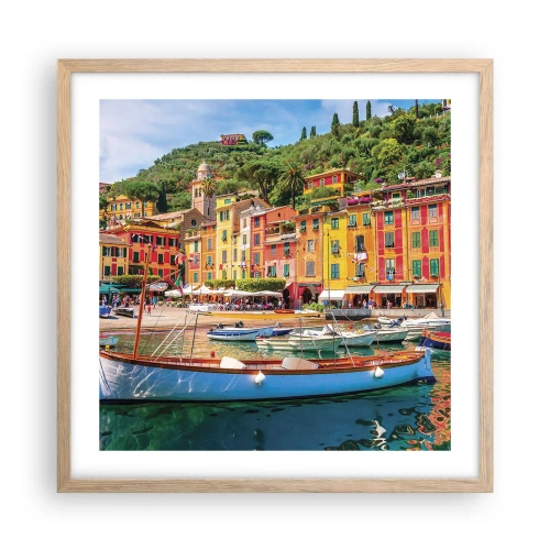 Plakát v rámu světlý dub - Italské dopoledne - 50x50 cm