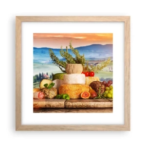 Plakát v rámu světlý dub - Italská radost ze života - 30x30 cm