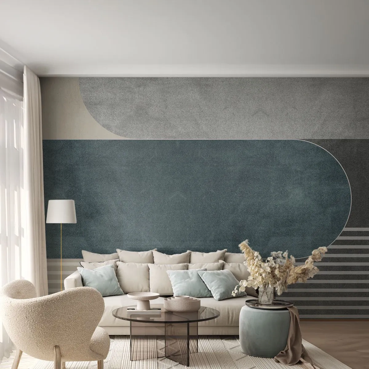 Fototapeta Premium Sand - Kompozice na úrovni - Minimalismus, Tvary, Pastel - 450x315 cm