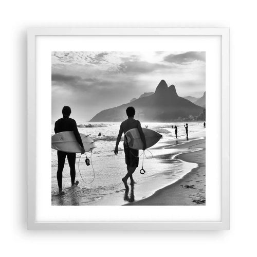 Plakát v bílém rámu - Samba na jednu vlnu - 40x40 cm