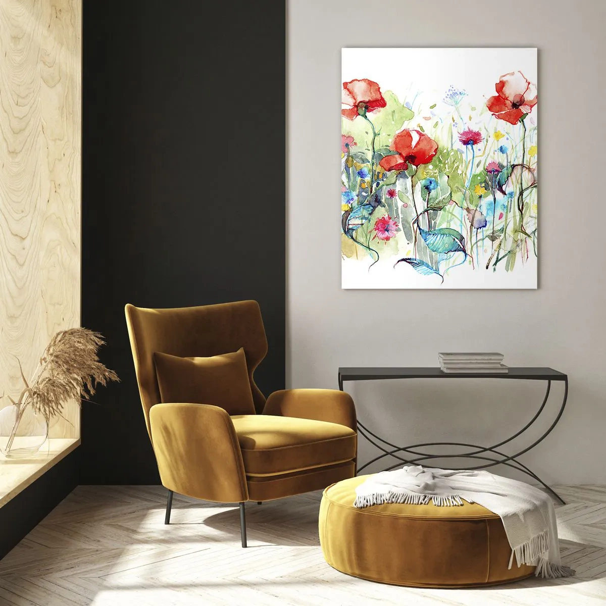 Obraz na skle - Kvetoucí louka v květnu - 50x70 cm