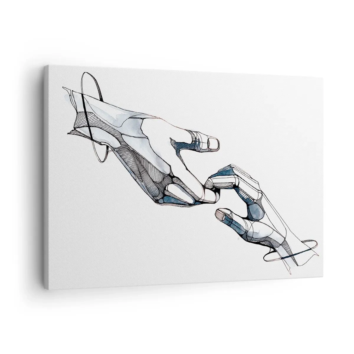 Obraz na plátně - Umělecké znázornění ruky v minimalistické a geometrické formě - 70x50cm - Dobré gesto - Moderní nástěnná dekorace do obývacího pokoje a ložnice ARTTOR