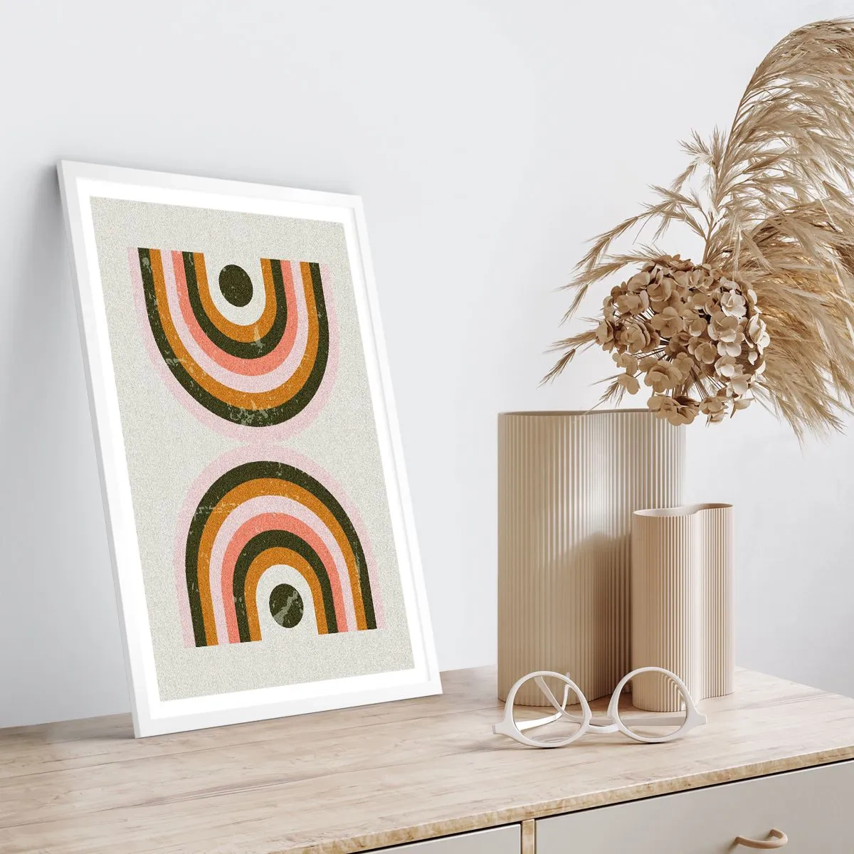 Plakát v bílém rámu - Dvojitá abstrakce - 70x100 cm