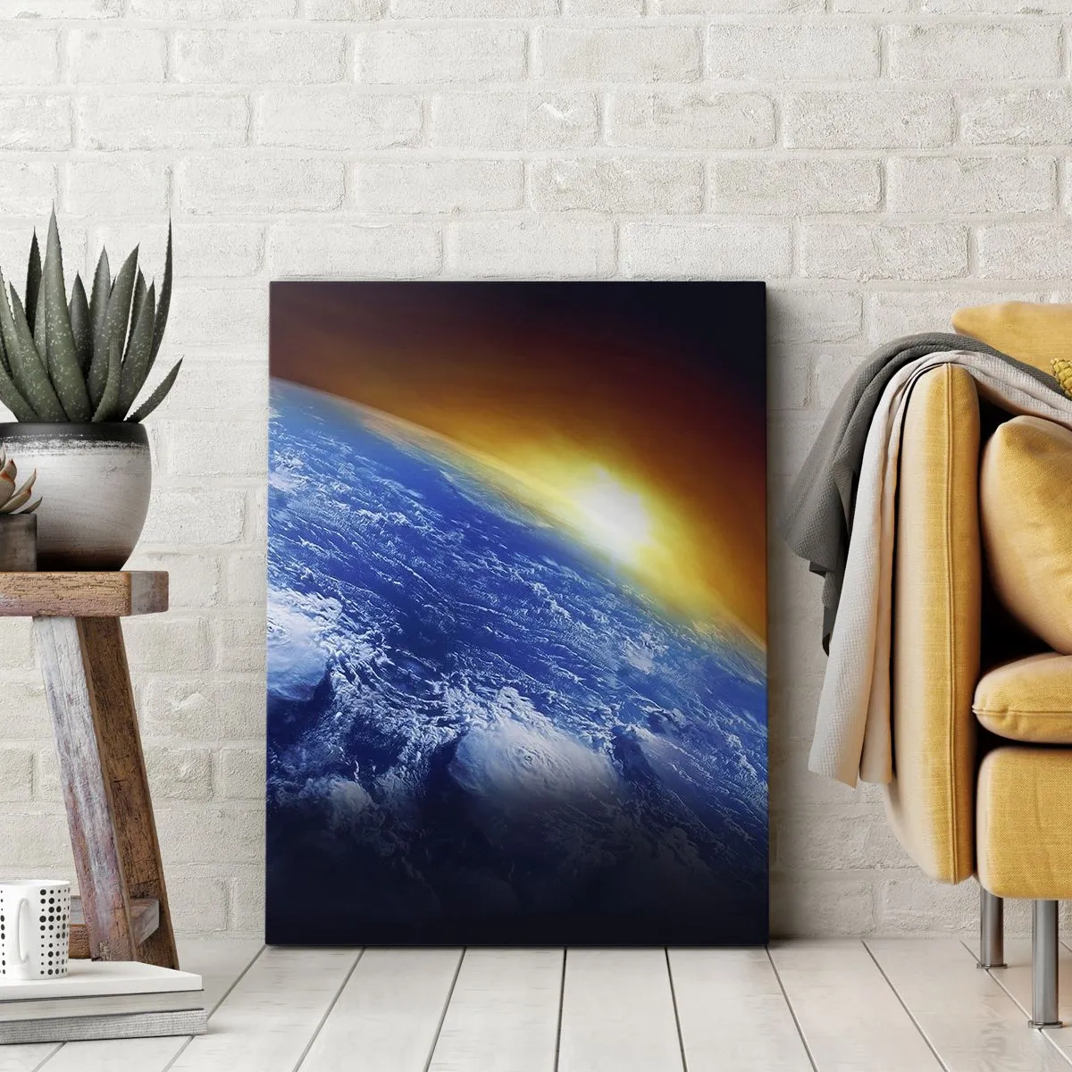 Obraz na plátně - Východ slunce nad modrou planetou - 50x70 cm