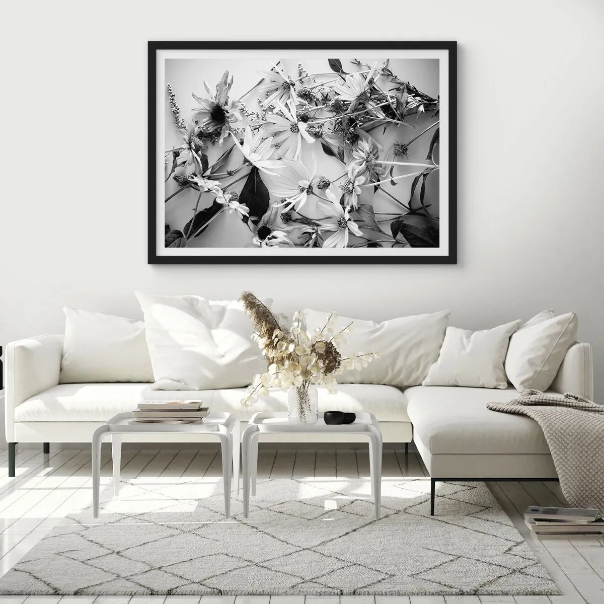 Plakát v černém rámu - Květiny bez kytice - 100x70 cm