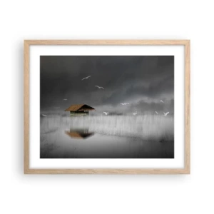 Plakát v rámu světlý dub - Úkryt před deštěm - 50x40 cm