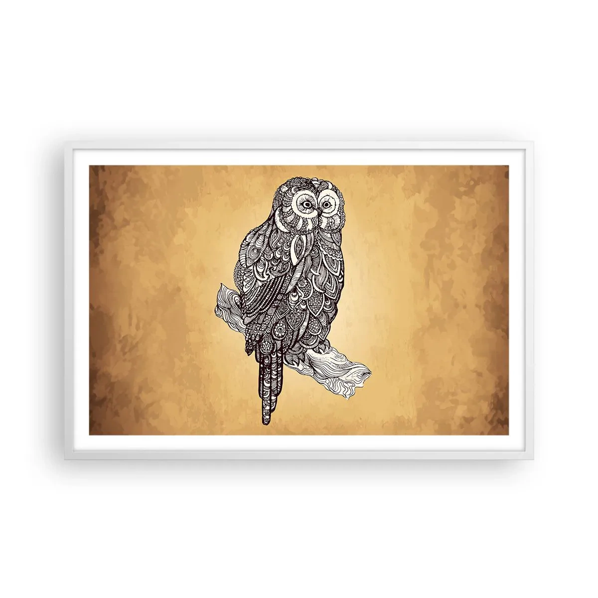 Plakát v bílém rámu - Mistrovské ornamenty moudrosti - 91x61 cm