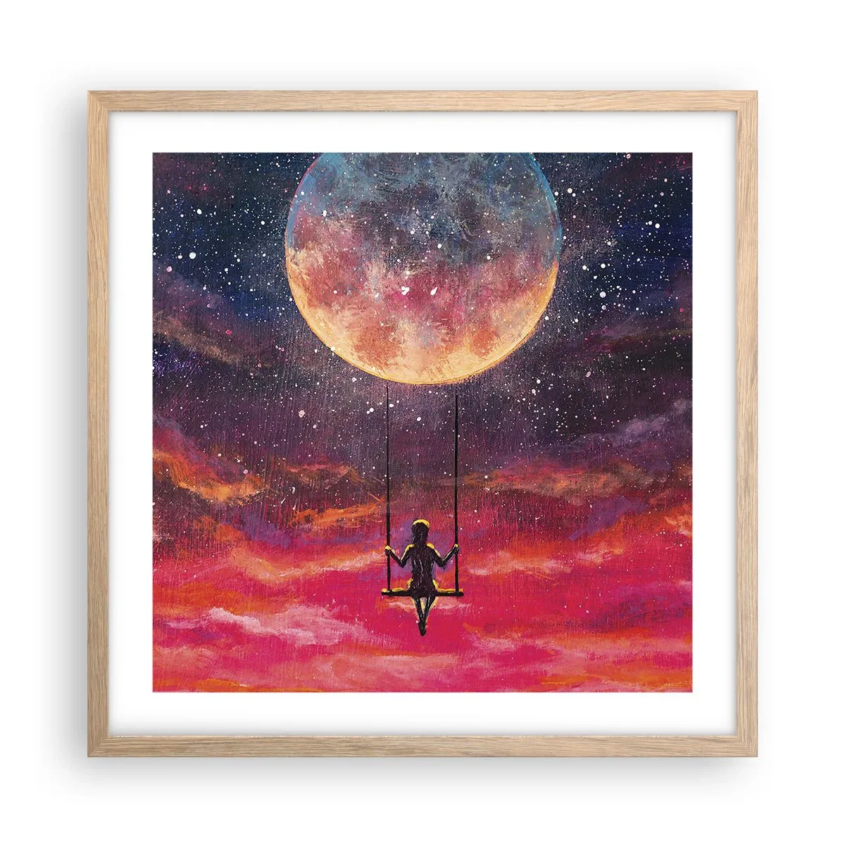 Plakát v rámu světlý dub - Stavět si vzdušné zámky - 50x50 cm