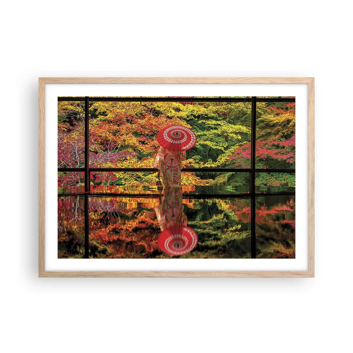 Plakát v rámu světlý dub - V chrámu přírody - 70x50 cm