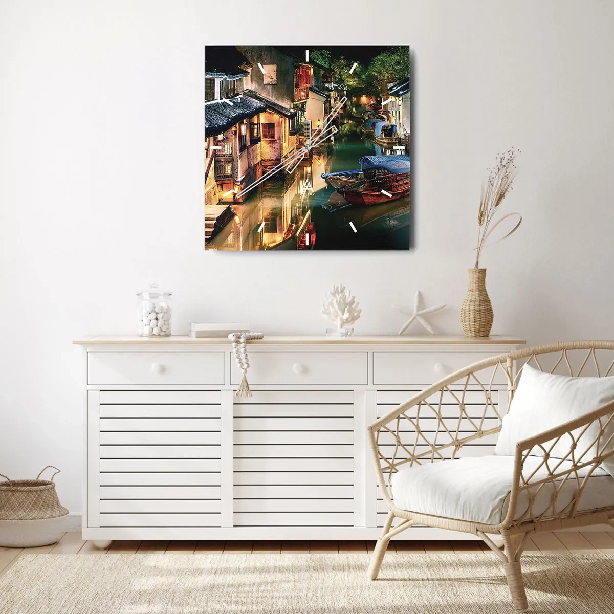 Nástěnné hodiny - Večer na čínské ulici - 40x40 cm
