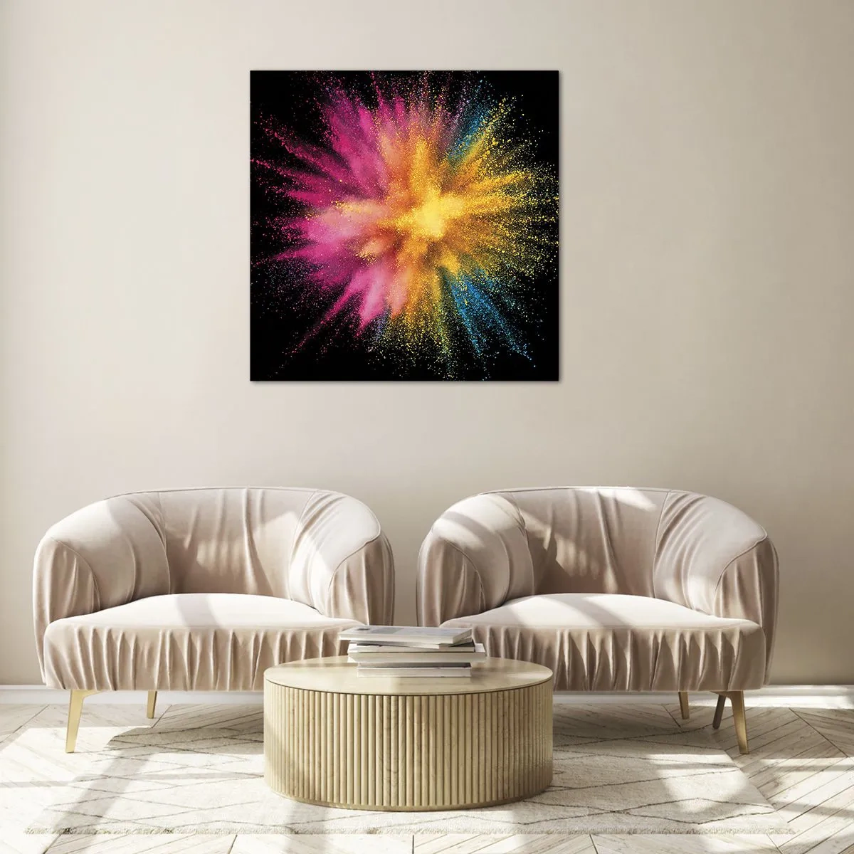 Obraz na skle - Zrození barev  - 50x50 cm