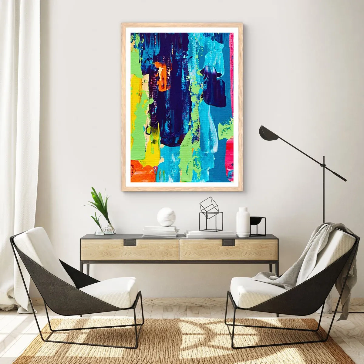 Plakát v rámu světlý dub - Život je krásný! - 30x40 cm